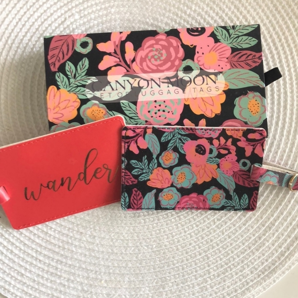 Canyon Moon Wander Pink Floral Luggage Tags New In Box